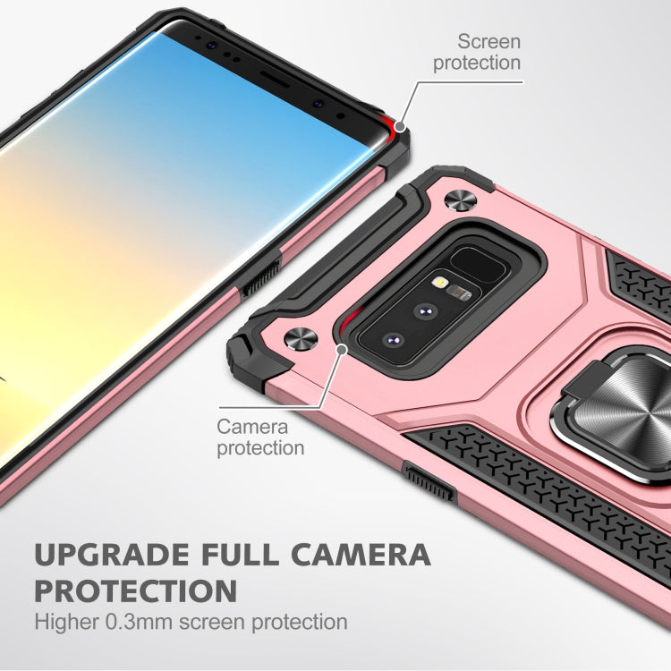 For Samsung Galaxy Note 8 Magnetic Armor Shockproof TPU + PC Case with Metal Ring Holder