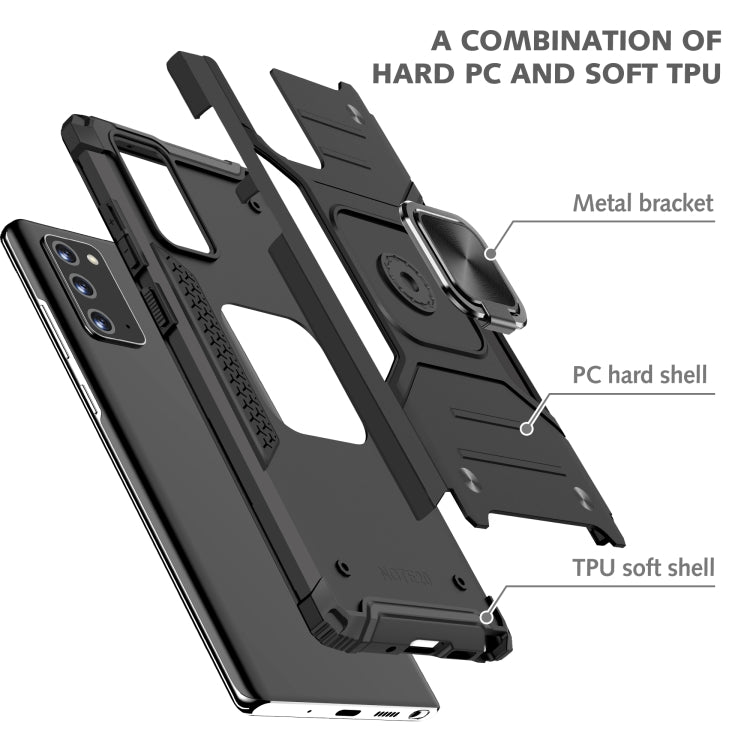 For Samsung Galaxy Note20 Magnetic Armor Shockproof TPU + PC Case with Metal Ring Holder