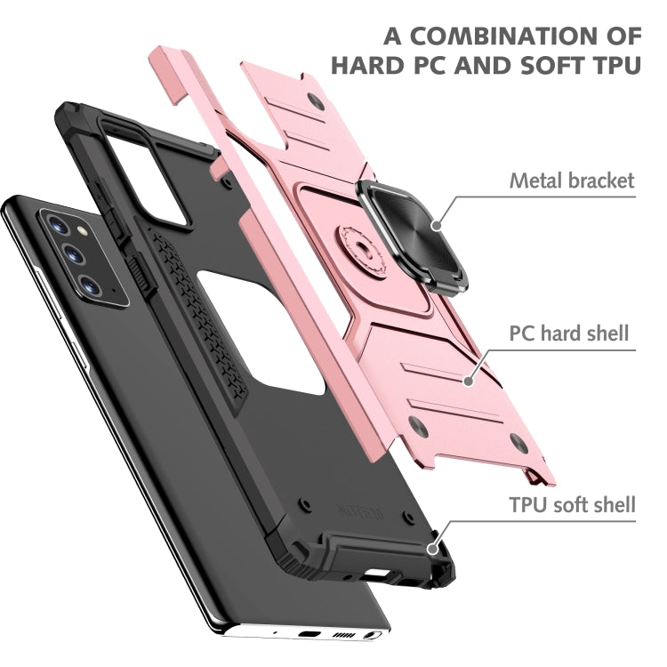 For Samsung Galaxy Note20 Magnetic Armor Shockproof TPU + PC Case with Metal Ring Holder