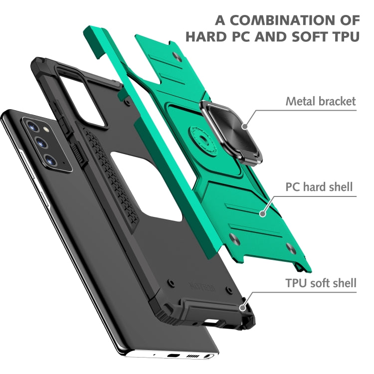 For Samsung Galaxy Note20 Magnetic Armor Shockproof TPU + PC Case with Metal Ring Holder