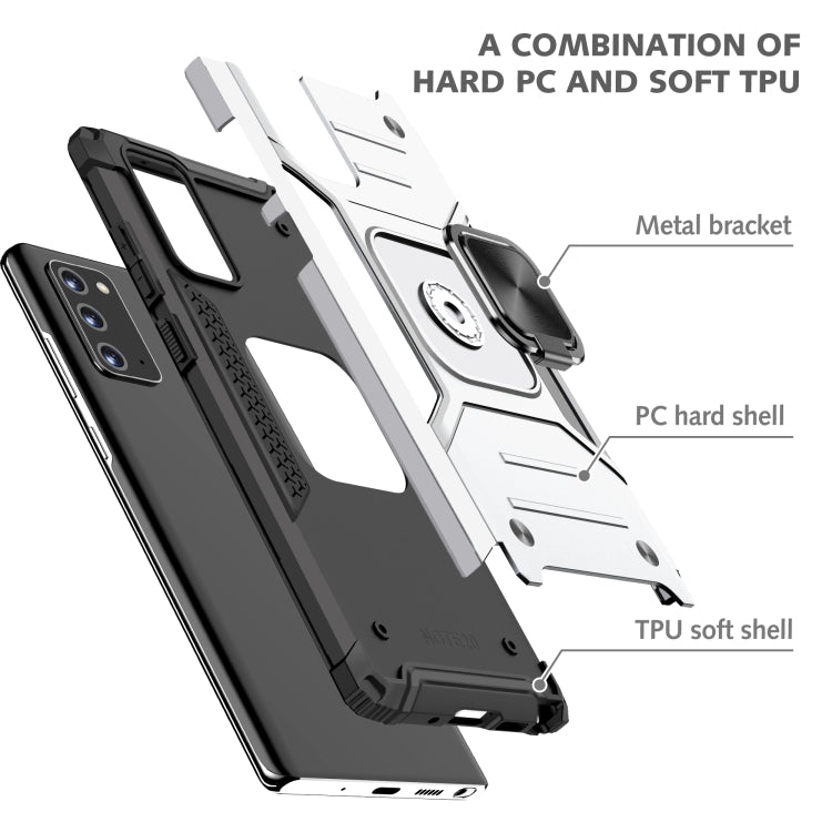 For Samsung Galaxy Note20 Magnetic Armor Shockproof TPU + PC Case with Metal Ring Holder
