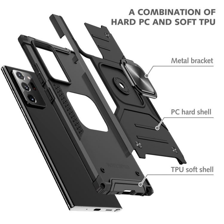 For Samsung Galaxy Note20 Ultra Magnetic Armor Shockproof TPU + PC Case with Metal Ring Holder