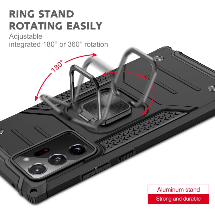 For Samsung Galaxy Note20 Ultra Magnetic Armor Shockproof TPU + PC Case with Metal Ring Holder