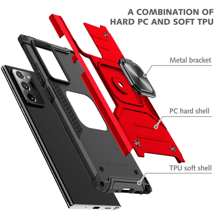 For Samsung Galaxy Note20 Ultra Magnetic Armor Shockproof TPU + PC Case with Metal Ring Holder