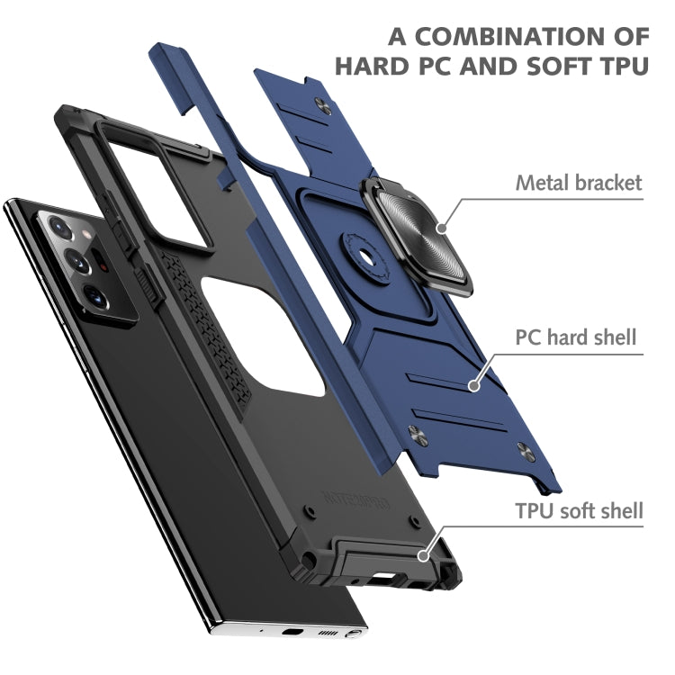 For Samsung Galaxy Note20 Ultra Magnetic Armor Shockproof TPU + PC Case with Metal Ring Holder