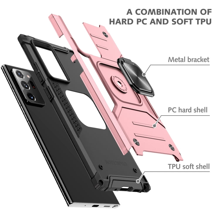 For Samsung Galaxy Note20 Ultra Magnetic Armor Shockproof TPU + PC Case with Metal Ring Holder