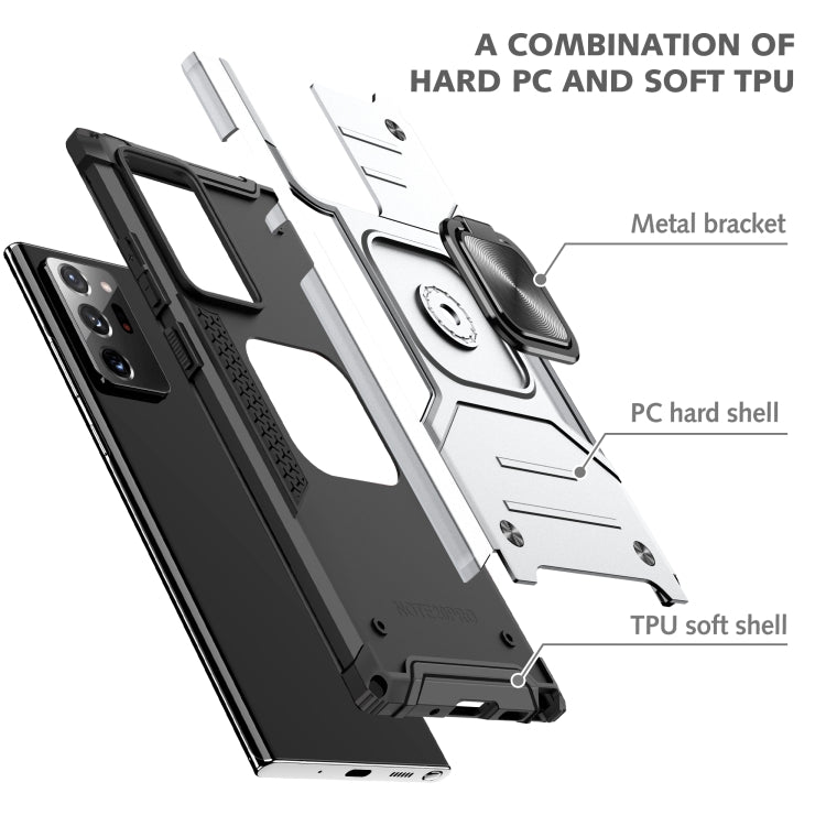 For Samsung Galaxy Note20 Ultra Magnetic Armor Shockproof TPU + PC Case with Metal Ring Holder