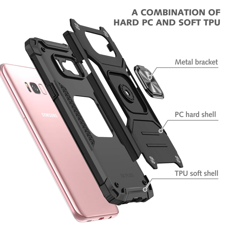 For Samsung Galaxy S8 Magnetic Armor Shockproof TPU + PC Case with Metal Ring Holder