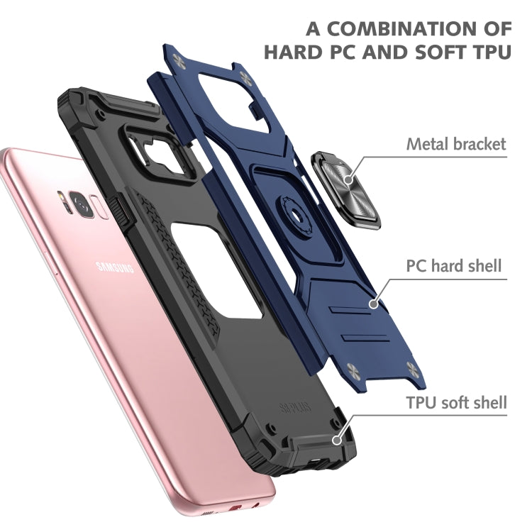 For Samsung Galaxy S8+ Magnetic Armor Shockproof TPU + PC Case with Metal Ring Holder