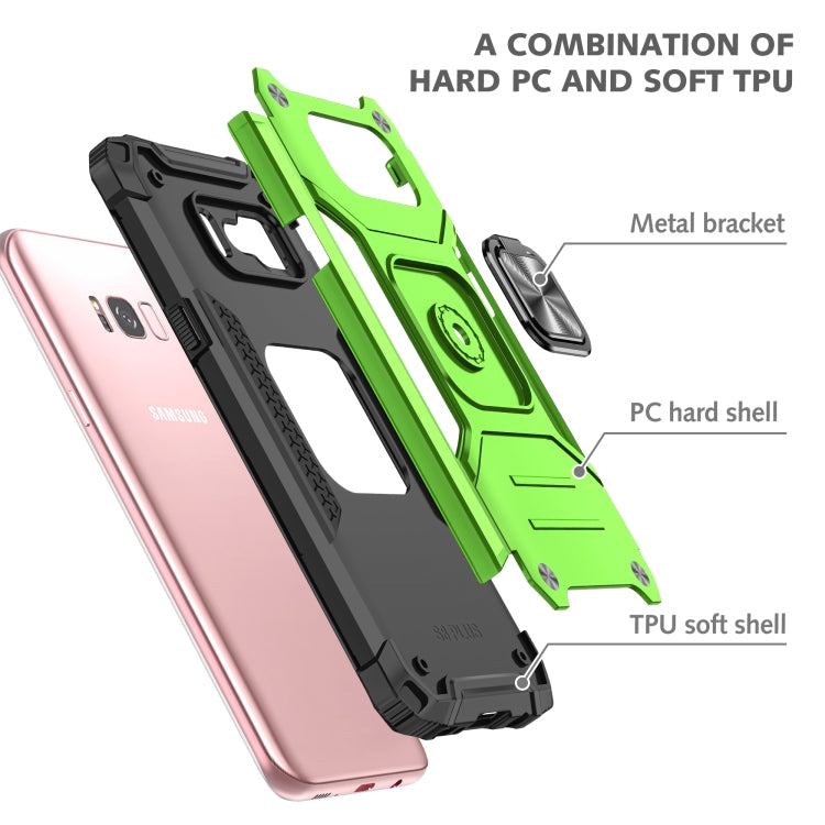 For Samsung Galaxy S8+ Magnetic Armor Shockproof TPU + PC Case with Metal Ring Holder