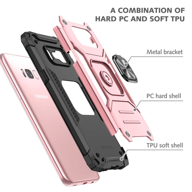 For Samsung Galaxy S8+ Magnetic Armor Shockproof TPU + PC Case with Metal Ring Holder