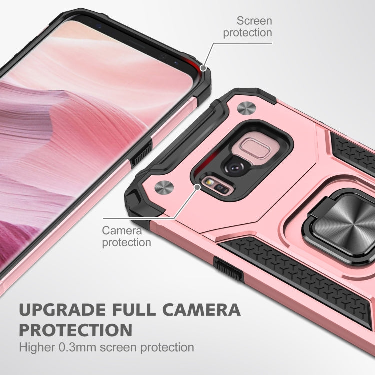 For Samsung Galaxy S8+ Magnetic Armor Shockproof TPU + PC Case with Metal Ring Holder