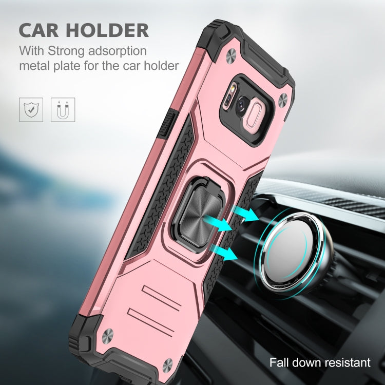 For Samsung Galaxy S8+ Magnetic Armor Shockproof TPU + PC Case with Metal Ring Holder