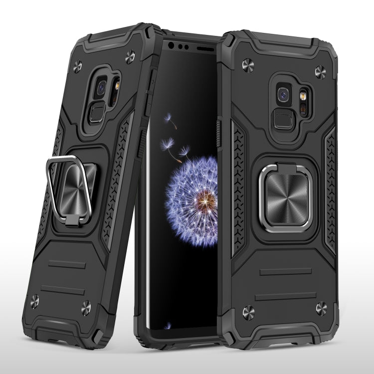For Samsung Galaxy S9 Magnetic Armor Shockproof TPU + PC Case with Metal Ring Holder