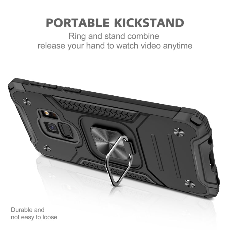 For Samsung Galaxy S9 Magnetic Armor Shockproof TPU + PC Case with Metal Ring Holder