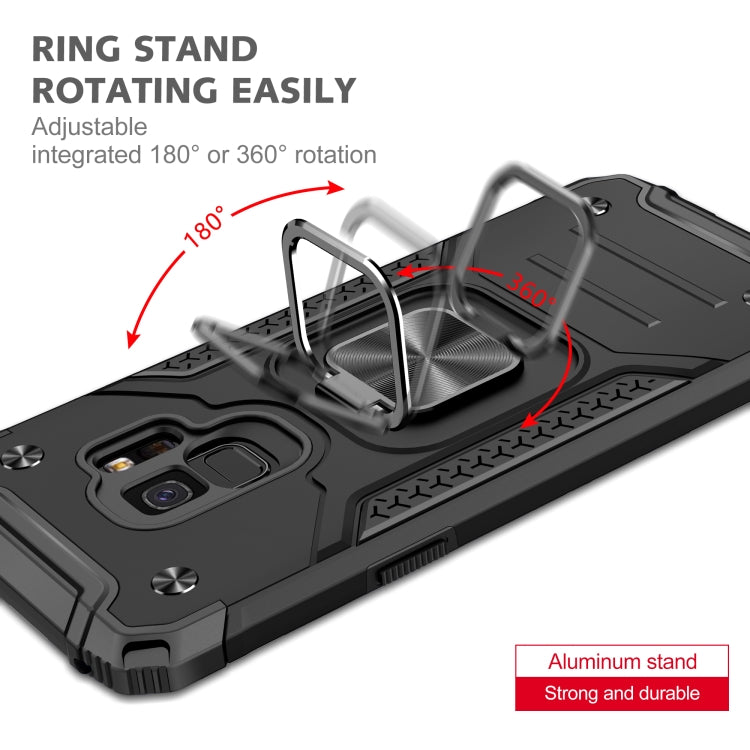 For Samsung Galaxy S9 Magnetic Armor Shockproof TPU + PC Case with Metal Ring Holder