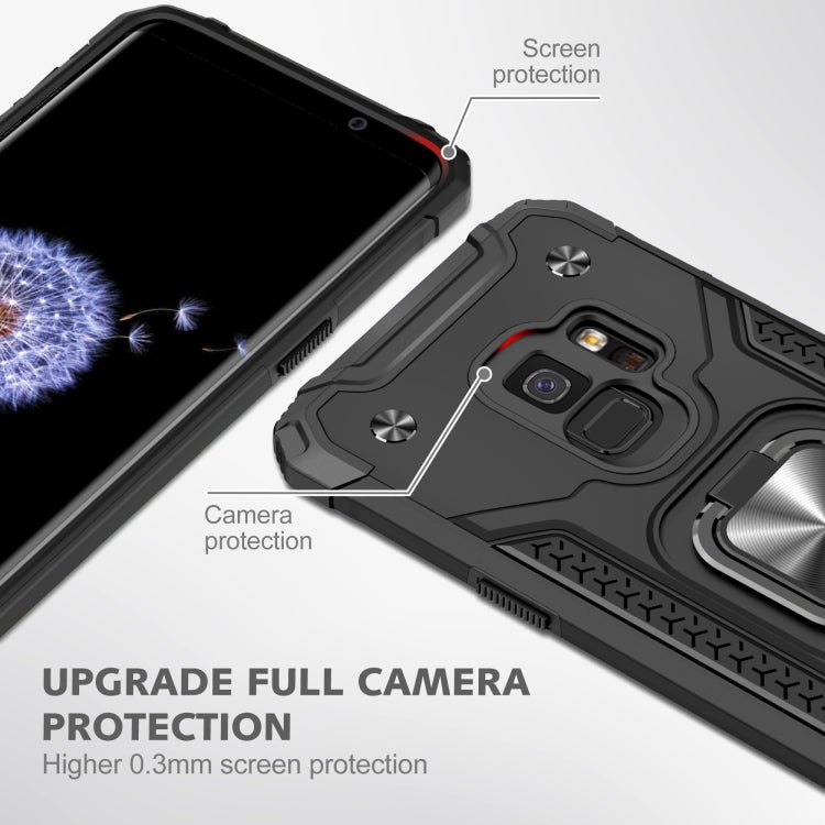 For Samsung Galaxy S9 Magnetic Armor Shockproof TPU + PC Case with Metal Ring Holder
