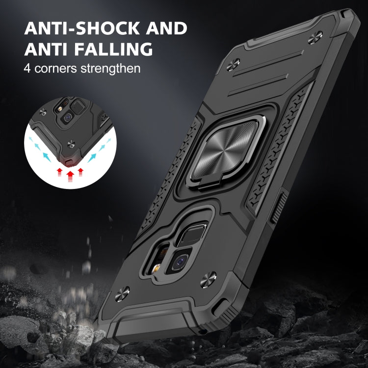 For Samsung Galaxy S9 Magnetic Armor Shockproof TPU + PC Case with Metal Ring Holder