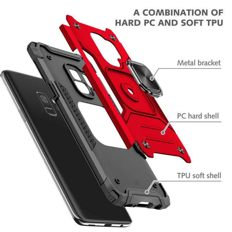 For Samsung Galaxy S9 Magnetic Armor Shockproof TPU + PC Case with Metal Ring Holder
