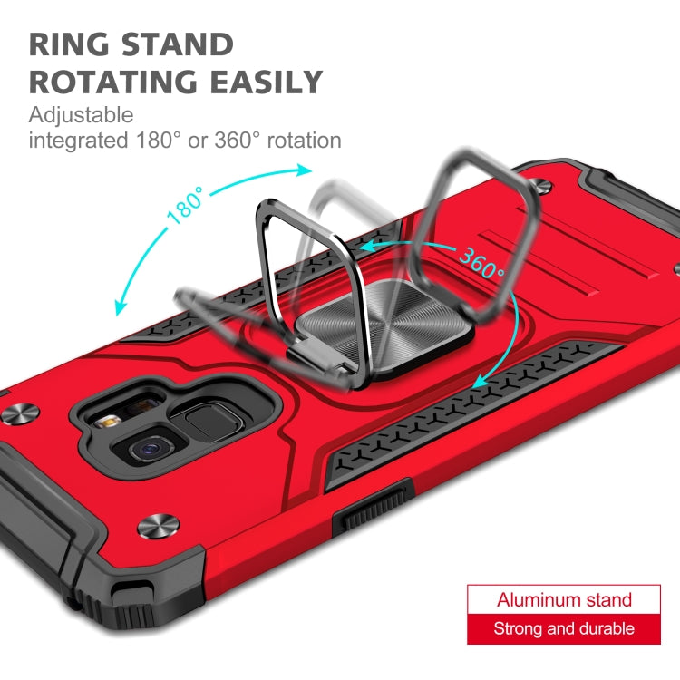 For Samsung Galaxy S9 Magnetic Armor Shockproof TPU + PC Case with Metal Ring Holder