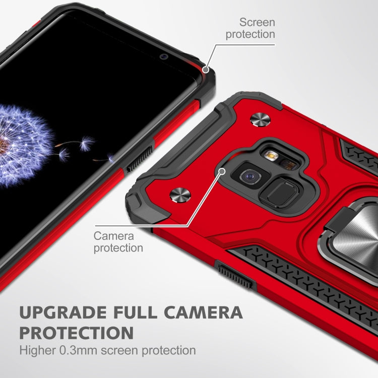 For Samsung Galaxy S9 Magnetic Armor Shockproof TPU + PC Case with Metal Ring Holder