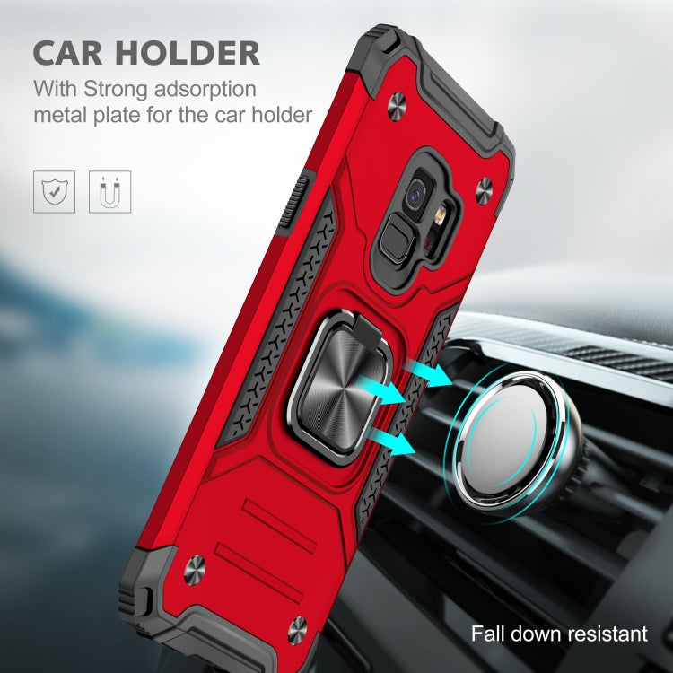 For Samsung Galaxy S9 Magnetic Armor Shockproof TPU + PC Case with Metal Ring Holder