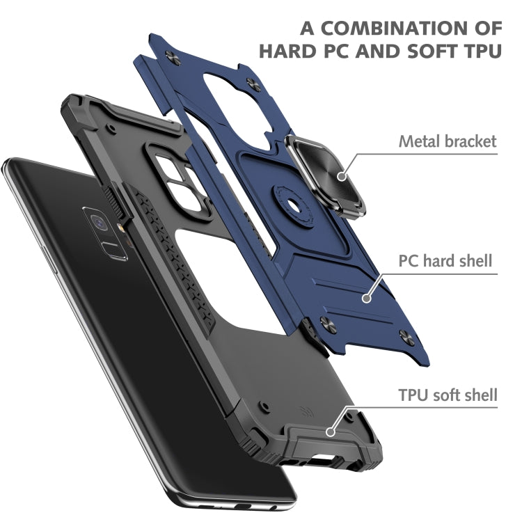 For Samsung Galaxy S9 Magnetic Armor Shockproof TPU + PC Case with Metal Ring Holder