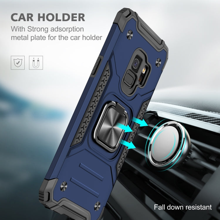 For Samsung Galaxy S9 Magnetic Armor Shockproof TPU + PC Case with Metal Ring Holder