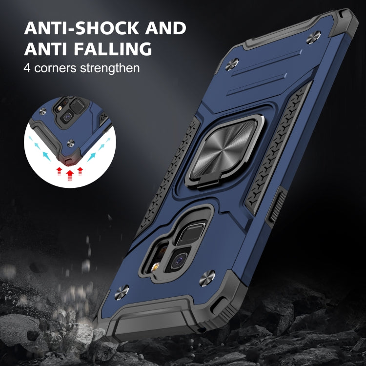 For Samsung Galaxy S9 Magnetic Armor Shockproof TPU + PC Case with Metal Ring Holder