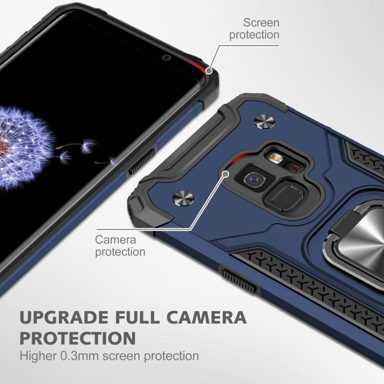 For Samsung Galaxy S9 Magnetic Armor Shockproof TPU + PC Case with Metal Ring Holder