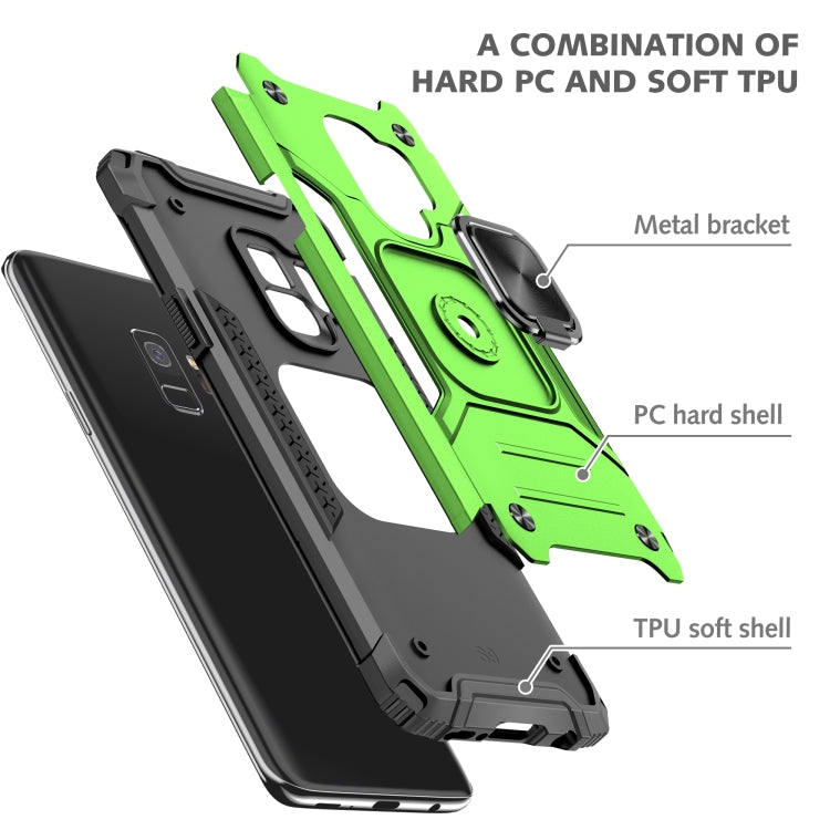 For Samsung Galaxy S9 Magnetic Armor Shockproof TPU + PC Case with Metal Ring Holder
