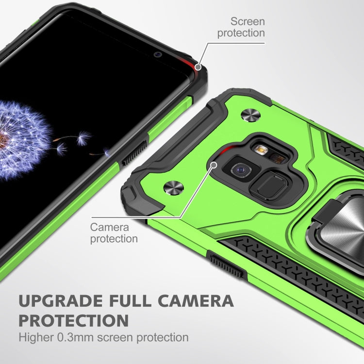 For Samsung Galaxy S9 Magnetic Armor Shockproof TPU + PC Case with Metal Ring Holder