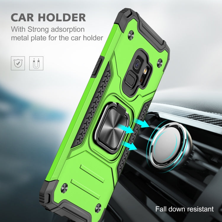 For Samsung Galaxy S9 Magnetic Armor Shockproof TPU + PC Case with Metal Ring Holder