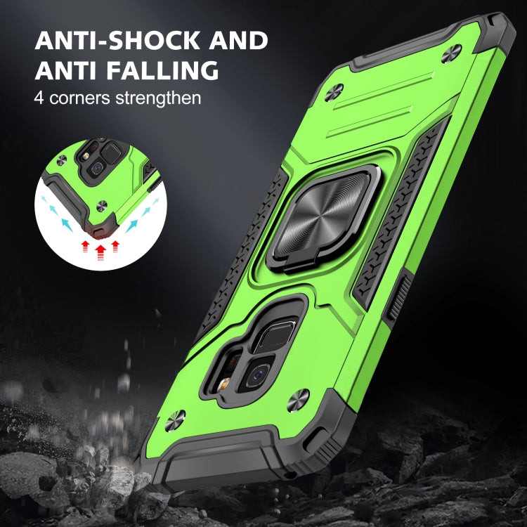 For Samsung Galaxy S9 Magnetic Armor Shockproof TPU + PC Case with Metal Ring Holder