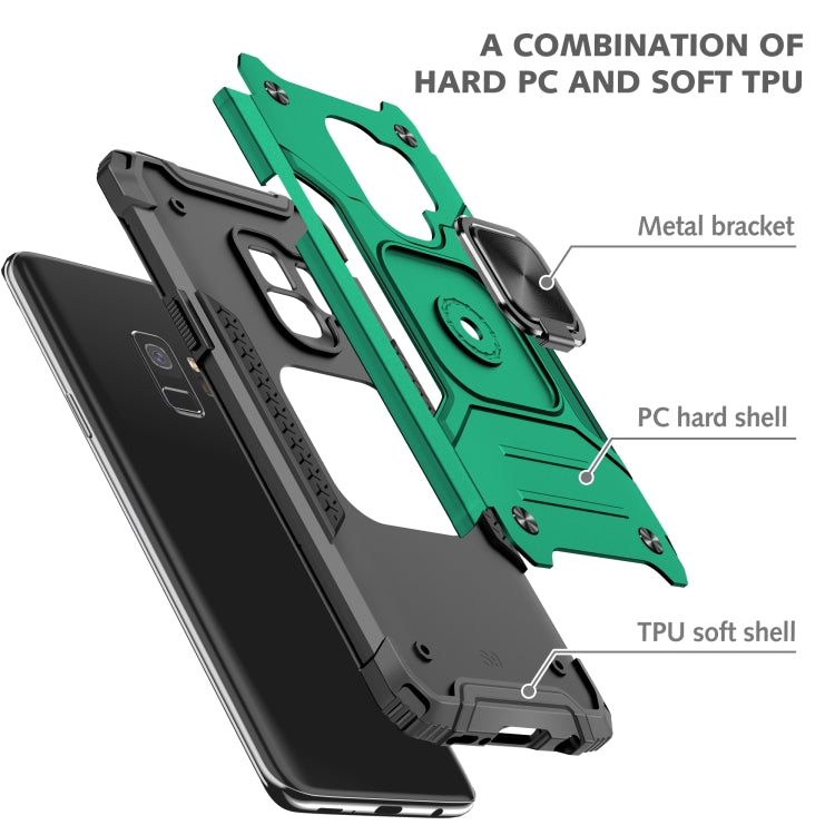 For Samsung Galaxy S9 Magnetic Armor Shockproof TPU + PC Case with Metal Ring Holder