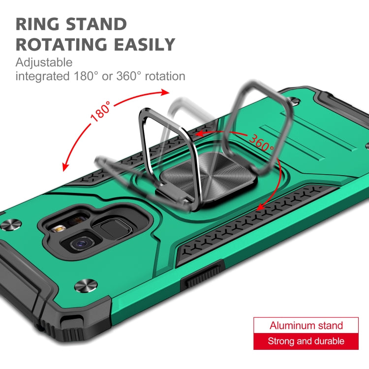 For Samsung Galaxy S9 Magnetic Armor Shockproof TPU + PC Case with Metal Ring Holder