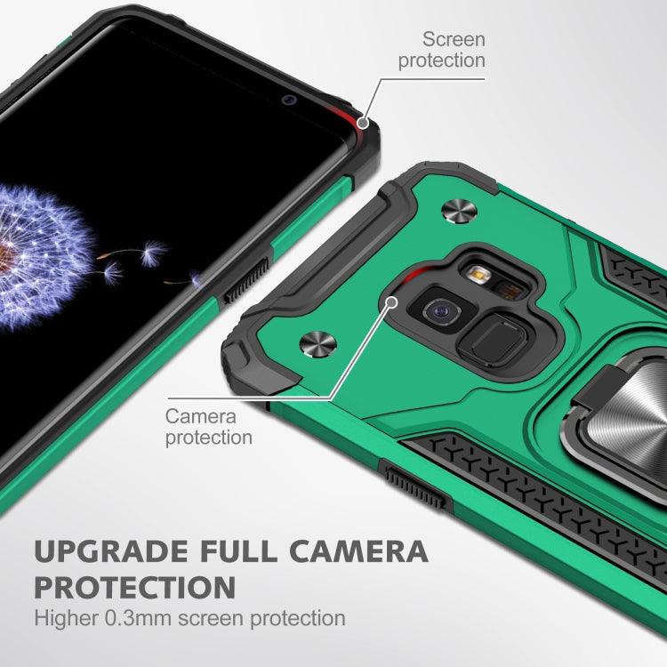 For Samsung Galaxy S9 Magnetic Armor Shockproof TPU + PC Case with Metal Ring Holder