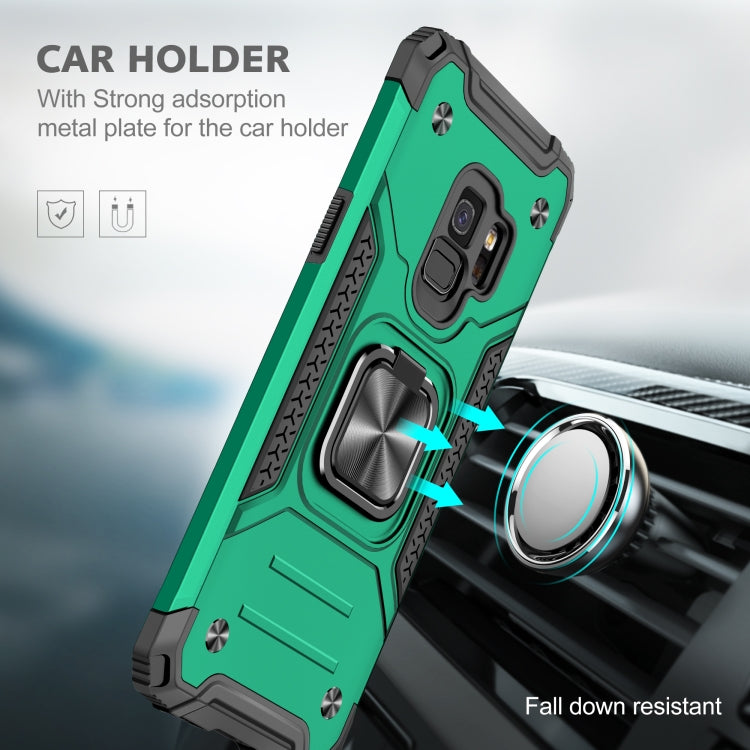 For Samsung Galaxy S9 Magnetic Armor Shockproof TPU + PC Case with Metal Ring Holder