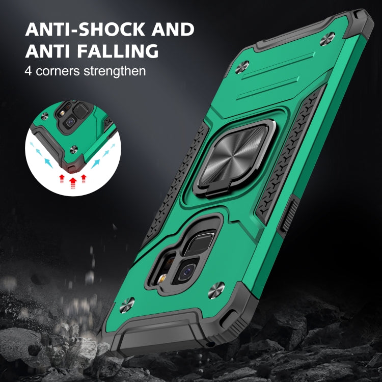 For Samsung Galaxy S9 Magnetic Armor Shockproof TPU + PC Case with Metal Ring Holder