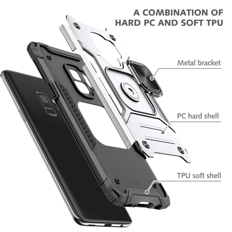 For Samsung Galaxy S9 Magnetic Armor Shockproof TPU + PC Case with Metal Ring Holder