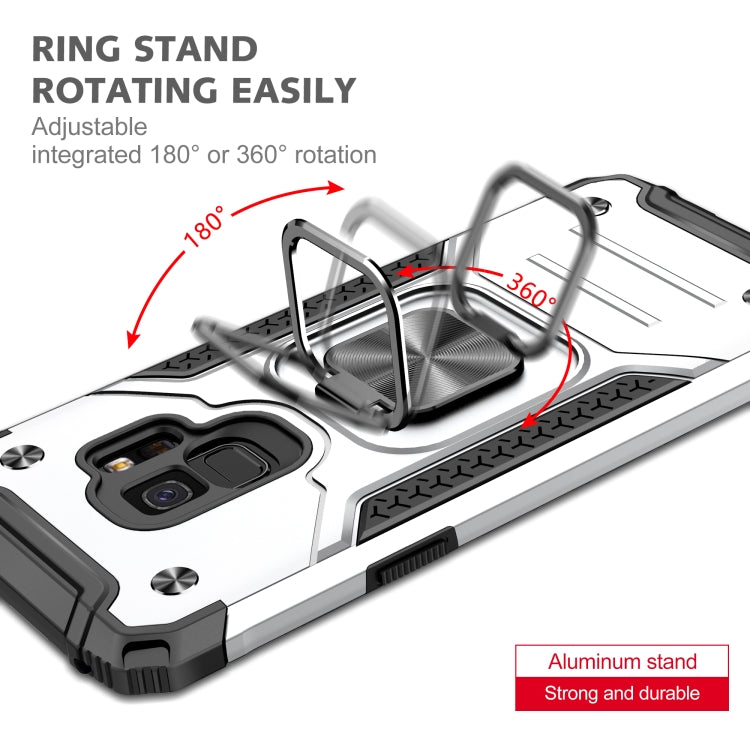 For Samsung Galaxy S9 Magnetic Armor Shockproof TPU + PC Case with Metal Ring Holder