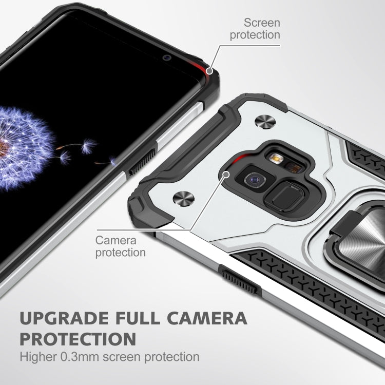 For Samsung Galaxy S9 Magnetic Armor Shockproof TPU + PC Case with Metal Ring Holder