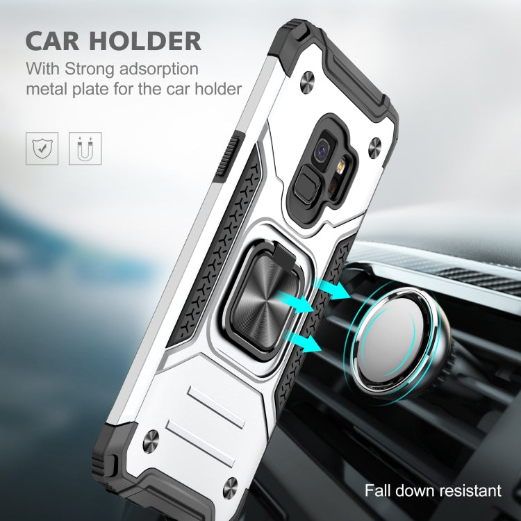 For Samsung Galaxy S9 Magnetic Armor Shockproof TPU + PC Case with Metal Ring Holder