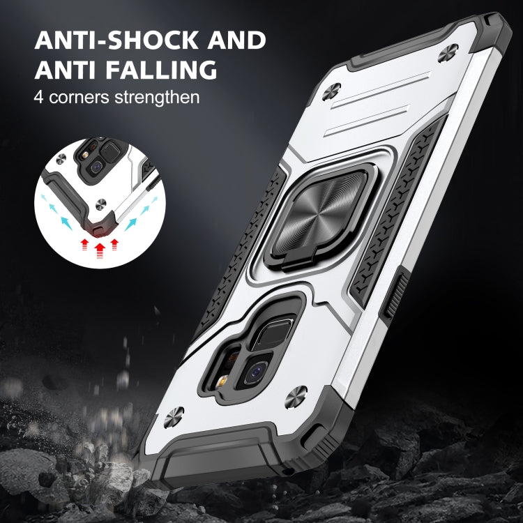 For Samsung Galaxy S9 Magnetic Armor Shockproof TPU + PC Case with Metal Ring Holder