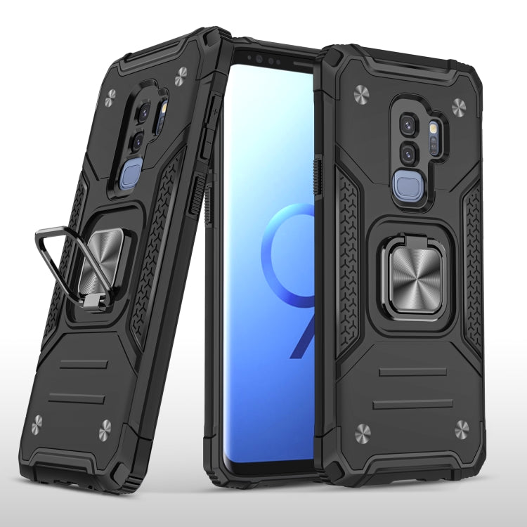 For Samsung Galaxy S9+ Magnetic Armor Shockproof TPU + PC Case with Metal Ring Holder