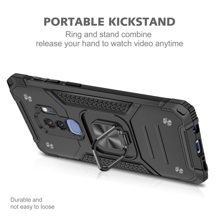 For Samsung Galaxy S9+ Magnetic Armor Shockproof TPU + PC Case with Metal Ring Holder