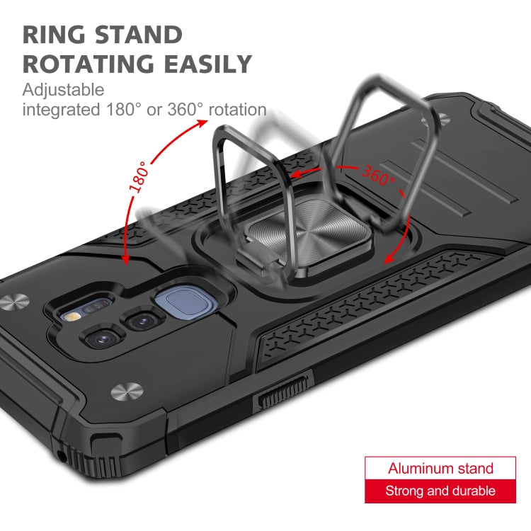 For Samsung Galaxy S9+ Magnetic Armor Shockproof TPU + PC Case with Metal Ring Holder
