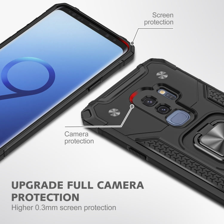 For Samsung Galaxy S9+ Magnetic Armor Shockproof TPU + PC Case with Metal Ring Holder
