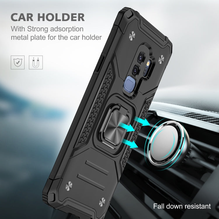For Samsung Galaxy S9+ Magnetic Armor Shockproof TPU + PC Case with Metal Ring Holder
