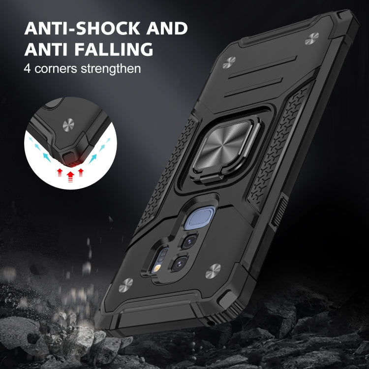 For Samsung Galaxy S9+ Magnetic Armor Shockproof TPU + PC Case with Metal Ring Holder